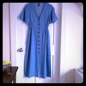 Zara light chambray midi dress size M
